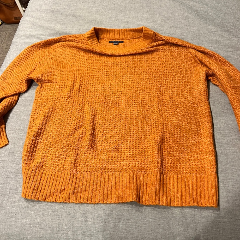 American Eagle Outfitters Vibrant Orange Crewneck Sweater